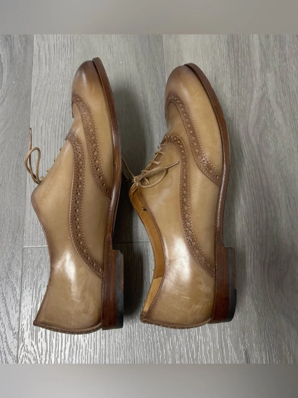 Antonio Maurizi Made in Italy Brown Leather Wingtip Oxfords Shoes Mens Size 9